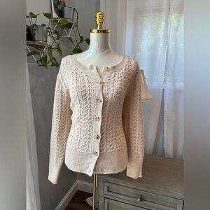 Elegant Cream Cable Knit Sweater